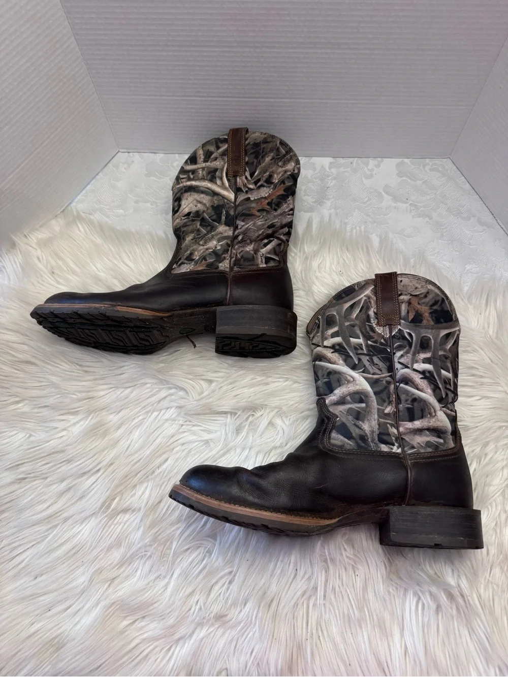Ariat Men’s 10.5D Hybrid Rancher Brown Leather‎ Camouflage Western Cowboy Boot